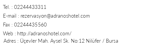 Adranos Hotel telefon numaralar, faks, e-mail, posta adresi ve iletiim bilgileri